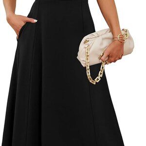 Summer Dresses for Women 2025 Midi Maxi Dress Elegant Classy Ruffle Sleeve Tie B